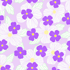 Fototapeta na wymiar retro floral print. vintage flower seamless pattern. purple wild flowers. violet floral print. good for dress, wallpaper, fashion, textile, fabric, background.