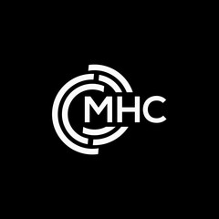 MHC letter logo design on black background.MHC creative initials letter logo concept.MHC vector letter design.