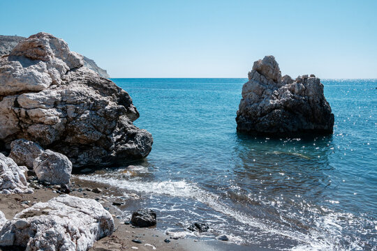 stone beach of Aphrodite in Cyprus