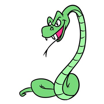 Green snake character reptile illustration cartoon