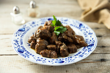 Homemade beef ragout with fresh parsley