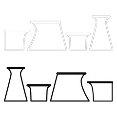 Chemical test tubes vector icons set minimalist simple flat illustrations. Experiment chemical flasks for science isolated on white background.