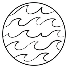 Simple minimalist waves water lake river logo in circle vector illustration, design on white background