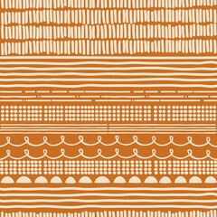 Elegant hand drawn boho doodle print seamless pattern, endless repeat