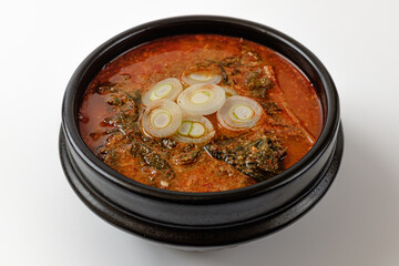 Eel soup on white background