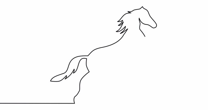 Self drawing line animation Horse logo continuous line concept