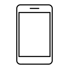 Smartphone display touch screen on white background black icon outline vector. 