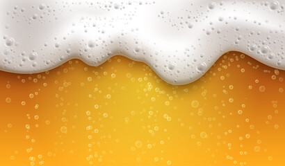 Beer Foam Realistic Composition - obrazy, fototapety, plakaty