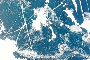texture ice top view cracks transparent abstract background winter