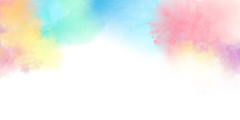 Delicate childish romantic colors watercolor background. Watercolor texture and creative paint gradients. Abstract watercolor light - 487317453