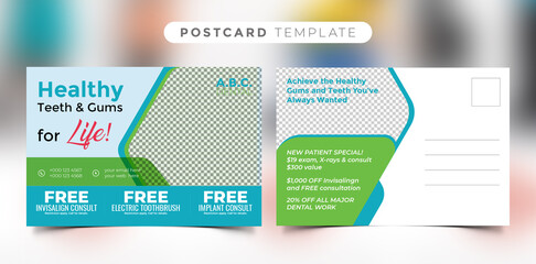 Medical health care postcard template design