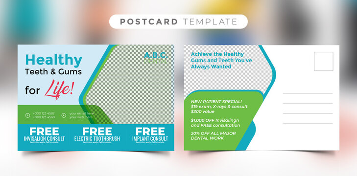 Medical health care postcard template design
