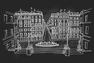 vector sketch of  the Spanish Steps in Rome.