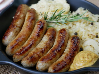 Nurnberger plate with sauerkraut and mash potatoes