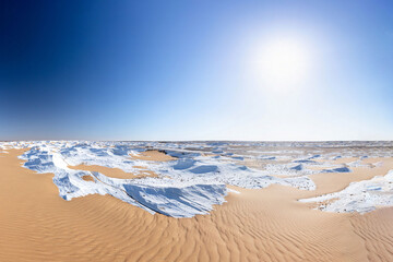Beautiful White Desert with a shiny blue sky.