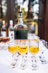 fresh cocktails lies on a table in a bar