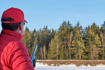  shooter prepared to shoot at a clay pigeon