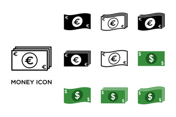 money icon set vector design template simple and clean