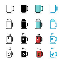 mug - glass icon set vector design template simple and clean