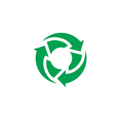 green color recycle icon symbol design vector illustration.
