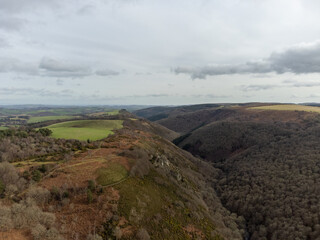 Land around castle drogo Dartmoor national park Devon england uk drone aerial  - obrazy, fototapety, plakaty