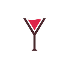 letter Y wineglass logo design concept. - obrazy, fototapety, plakaty