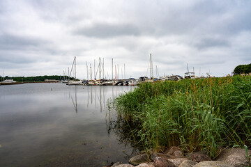 Borgholm marina on Swedish Baltic Sea island Oland. This island is a popular destination for leisure boats