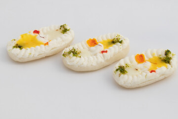 Indian Mithai Cham Cham Also Called Rasgulla Chomchom Or Rosogolla Chamcham Is Made Of Milk, Mawa, Khoya, Pista, Kesar, Khova, Paneer, Chenna, Chhena, Malai Dry Fruits Stuffings And Dunked In Chasni