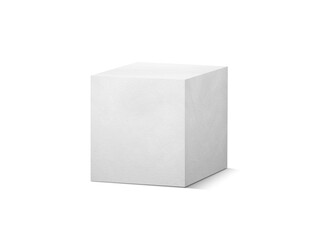 Product podium made from concrete cube isolated on a white background.