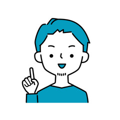 指差しポーズの笑顔の男性のシンプルなイラストアイコン