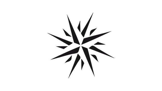 Simple wind rose compass in two versions, one with black background and one with white background. Animated illustration.