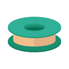 The patch is in the tape on the reel. A medical device for sealing wounds.Vector illustration isolated on a white background for design and web.