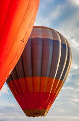 Obraz premium Balloon on the background of blue sky with white clouds in summer
