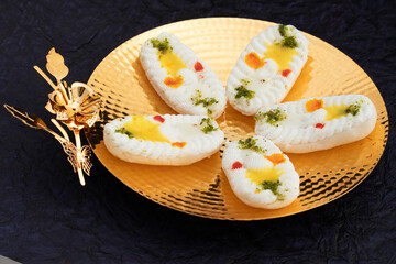 Indian Mithai Cham Cham Also Called Rasgulla Chomchom Or Rosogolla Chamcham Is Made Of Milk, Mawa,...