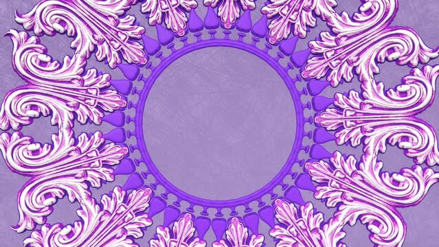 Decorative vintage antique floral baroque ornament, renaissance retro victorian elegant mandala, royal damask background, round rotating purple violet wedding frame, abstract lace ornate circle