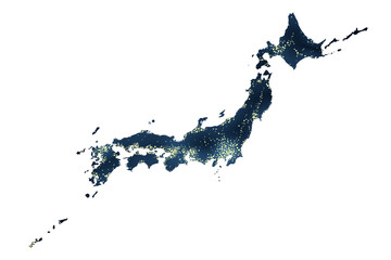 宇宙から見た日本列島の夜のイメージイラスト白背景