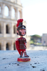 Roman gladiator statuette in rome city