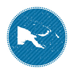 Papua New Guinea striped retro travel sticker. Badge with a map of the country, vector illustration. Can be used as an insignia, logotype, label, sticker, or badge of Papua New Guinea.