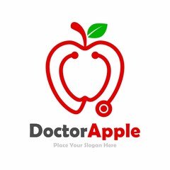 Stethoscope apple vector template logo. Suitable for business, web, health, food and design