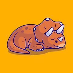 cute sleeping triceratops dinosaur illustration suitable for mascot sticker and t-shirt design © Cikiz