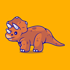 cute triceratops dinosaur illustration suitable for mascot sticker and t-shirt design © Cikiz