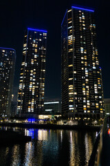 Fototapeta na wymiar Night view of high-rise condominiums in Tokyo, Japan_18