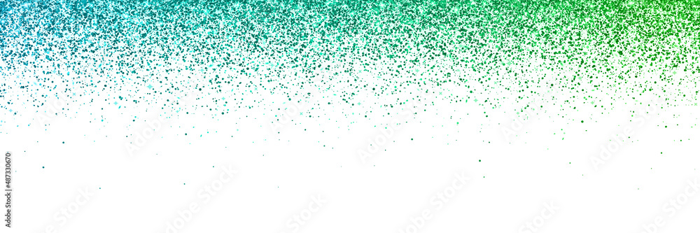 Wall mural Wide blue green falling particles on white background. Vector