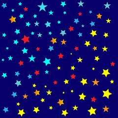  Background. On a blue background, stars of different sizes and colors.