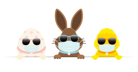 Obraz premium Osterei, Osterhase & Küken Maske Sonnenbrille Banner