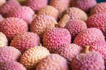 fresh ripe lychee fruits background