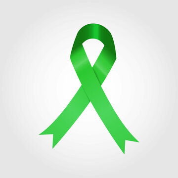 Green ribbon on white background as symbol Adrenal Cancer Vector illustration eps 10