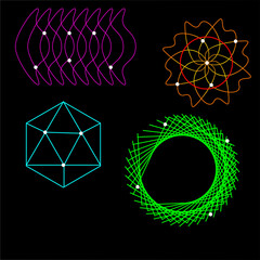 bright design elements obtained by repeating geometric shapes.