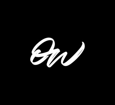 White Vector Letters Logo Brush Handlettering Calligraphy Style In Black Background Initial ow