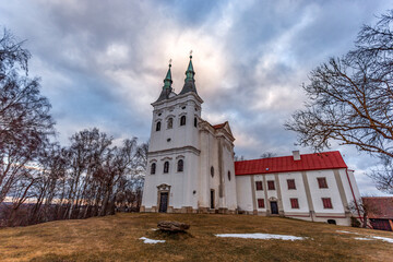Fototapeta na wymiar Church of Jan Nepomucky near Telc town. Czechia